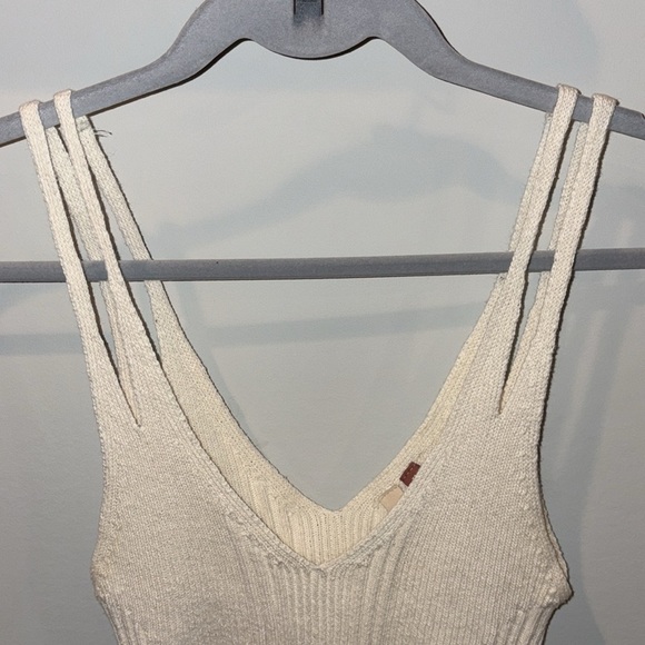 Anthropologie Pilcro Double Strap Ribbed Sweater Tank Size XS Cream/Dark Yellow - Picture 6 of 12
